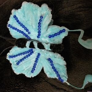 Blue Beaded Butterfly Hair Clip